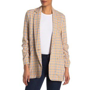 NWT Nordstrom Max Studio Plaid Linen Blend Blazer